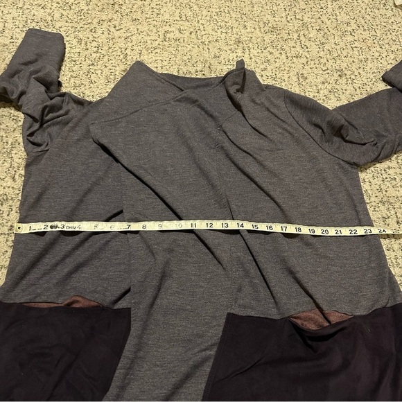 LOGO Lounge Purple Plum Asymmetrical Draped Open Front Cardigan Size XL - Picture 9 of 10